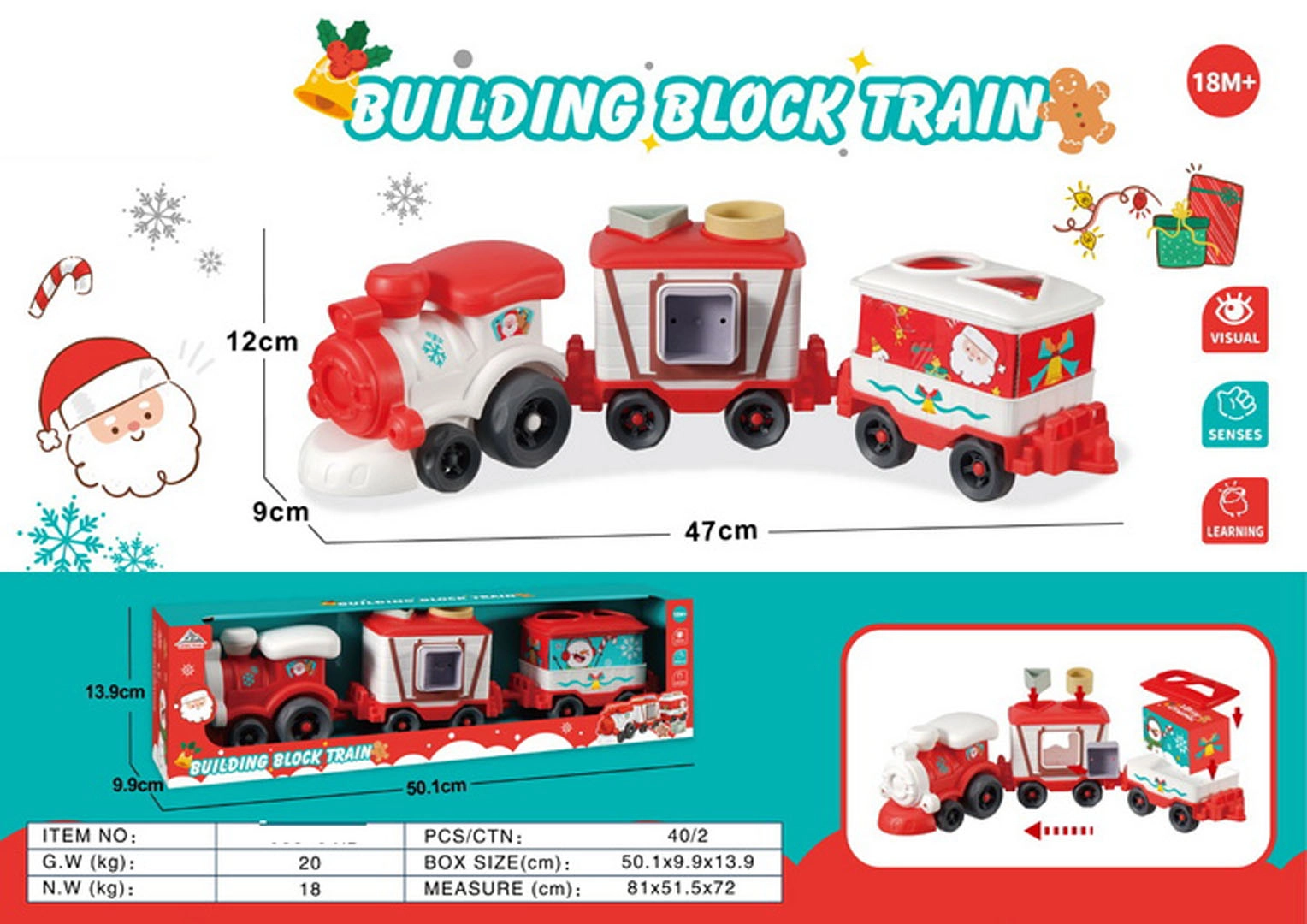 Vianočný vláčik s vagónikmi a tvarmi pre deti