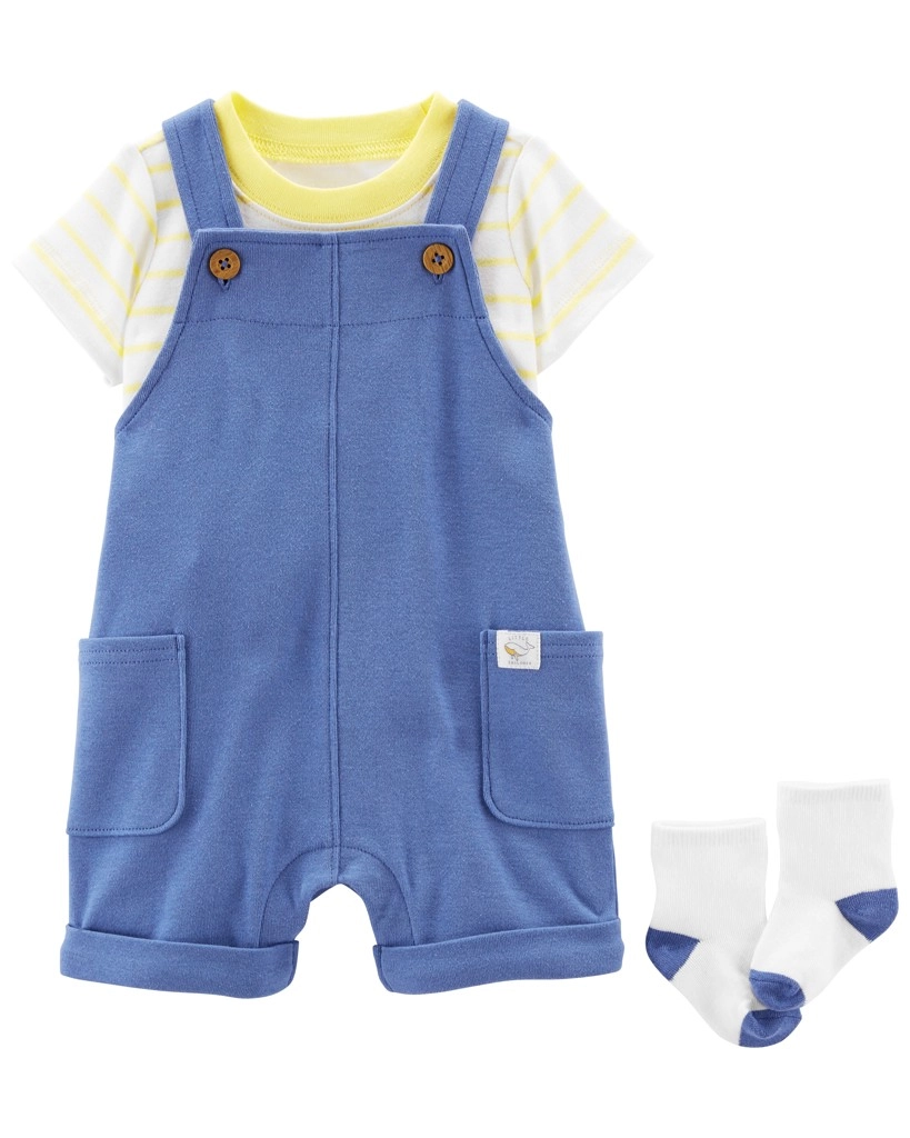 E-shop Carter's Set 3dielny tričko kr. rukáv kraťasy na traky ponožky Yellow Stripes chlapec LBB