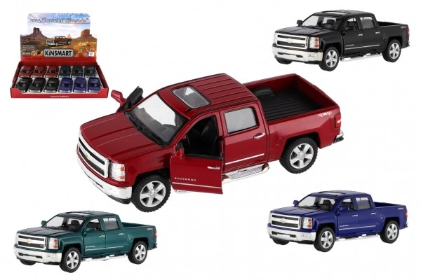 E-shop Kinsmart Chevrolet 2014 Silverado Polícia/Hasič kov/plast 13cm na spätné nat. 2 farby 12ks box