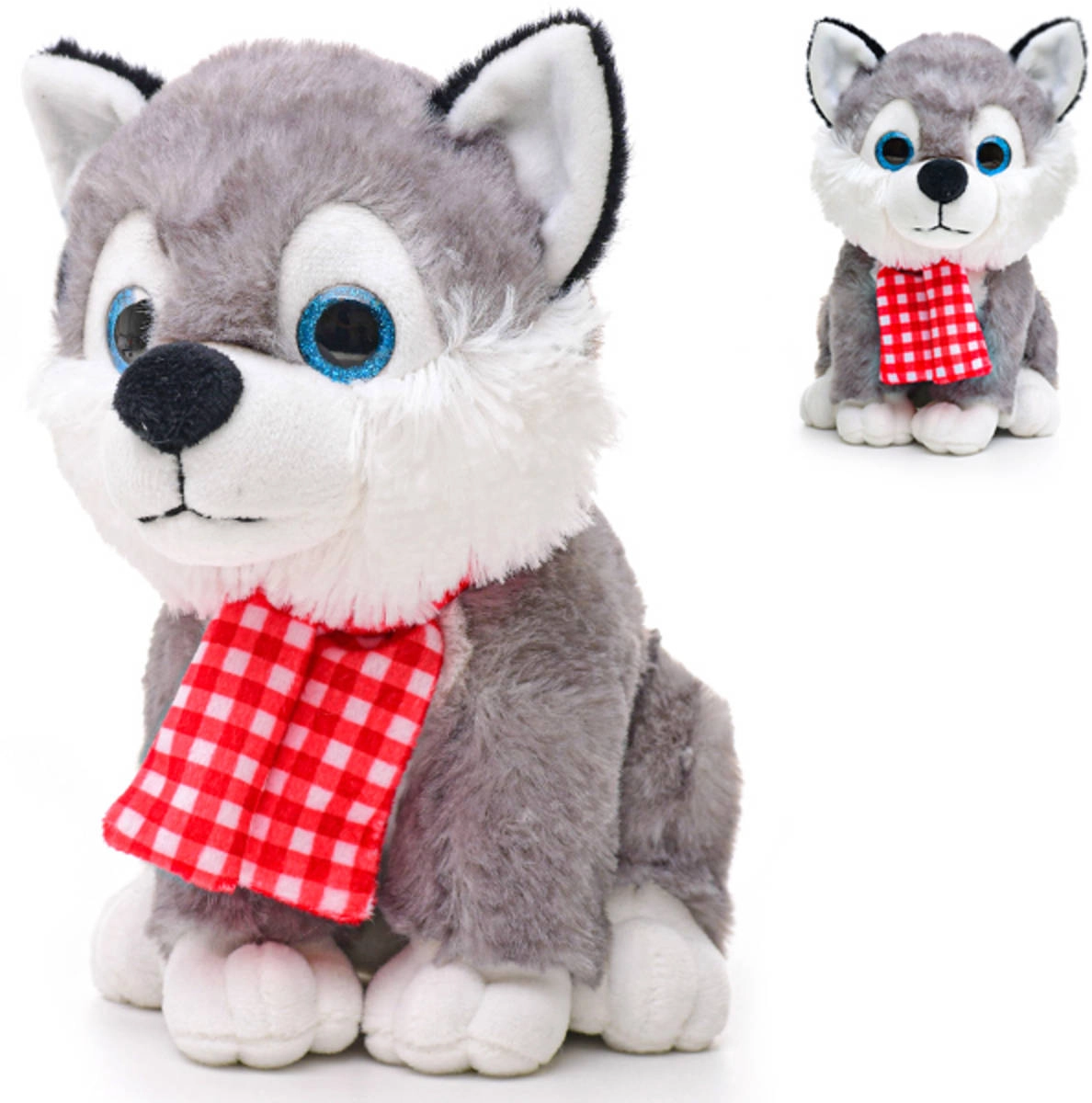 Plyšový pes Husky so šálom so zvukom 22 cm - 1 kus