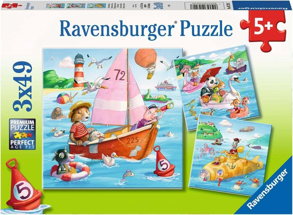 E-shop Ravensburger puzzle Zvieratká a vodné plavidlá 3x49 dielikov