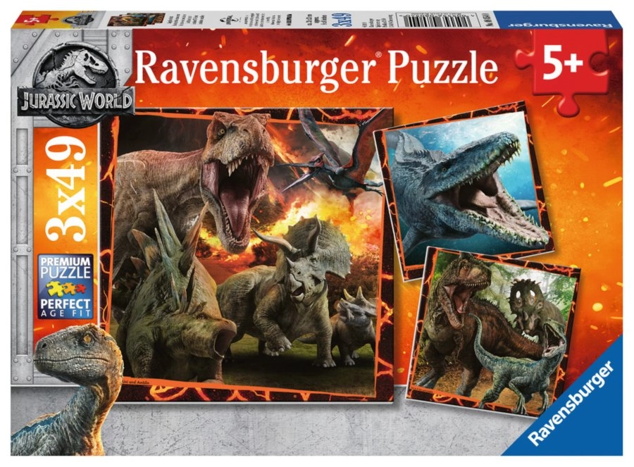 E-shop Ravensburger puzzle JURASSIC WORLD: Fallen Kingdom 3×49 dielikov