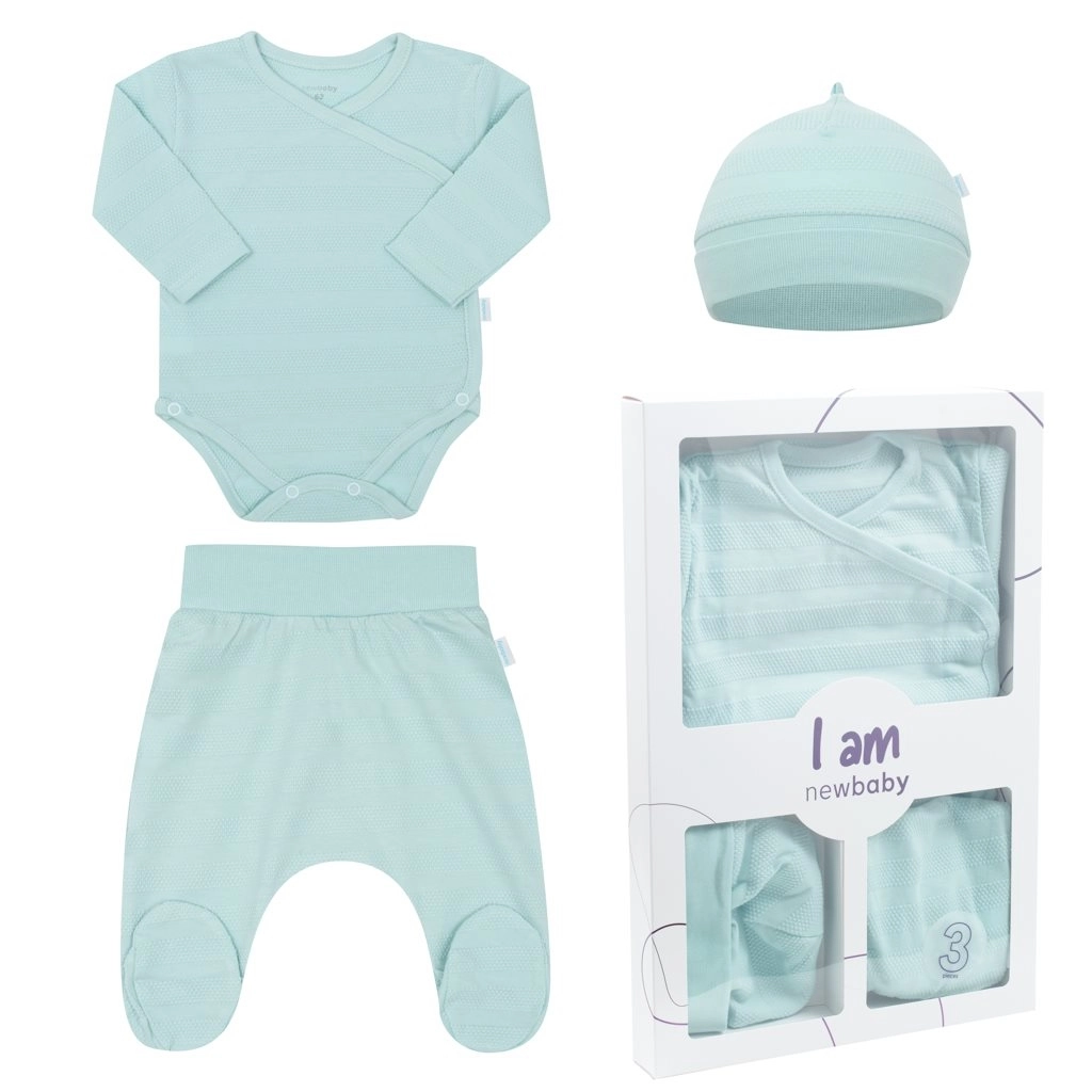 3-dielna dojčenská súprava do pôrodnice New Baby I AM modrá, veľ. 56 (0–3 m)