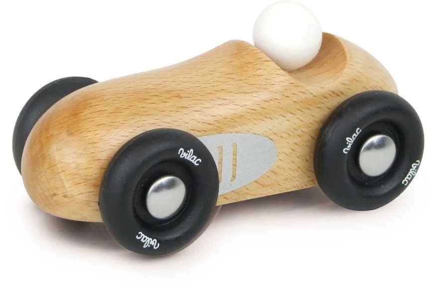 E-shop Vilac mini pretekárske auto – prírodné drevo