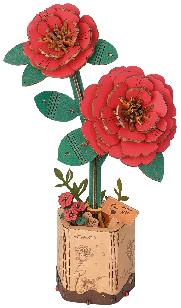 E-shop ROWOOD Drevené 3D puzzle Červená kamélia 113 ks