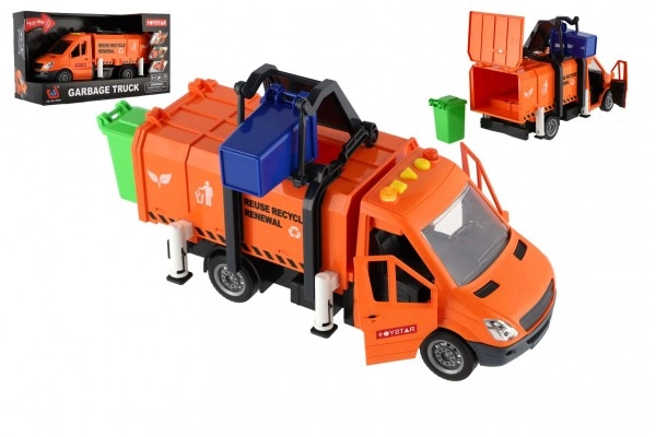 E-shop Teddies Auto popeláři plast 30cm na setrvačník na baterie se zvukem se světlem v krabici 33x18x13cm