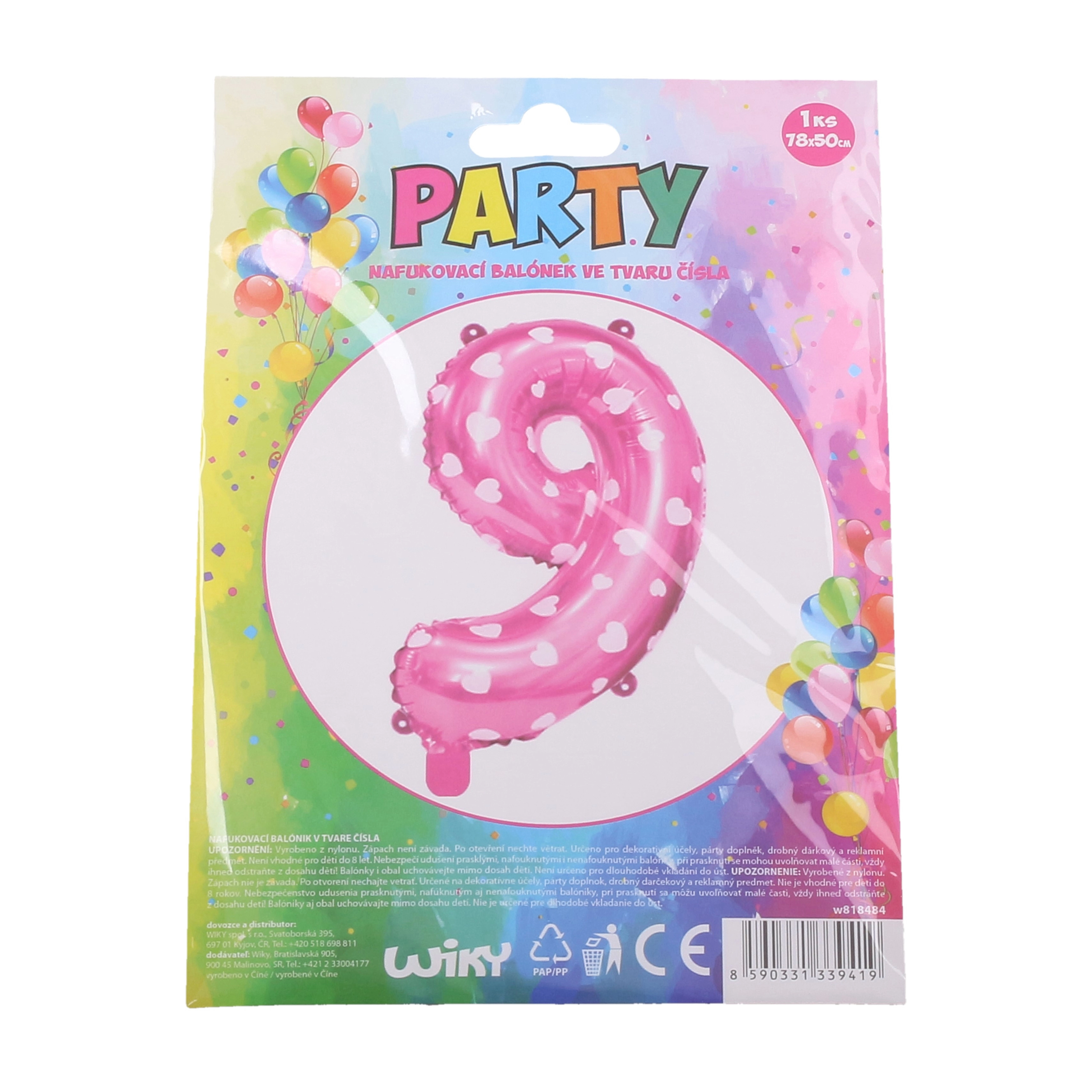 E-shop Wiky Balónik nafukovací číslo 9 ružový