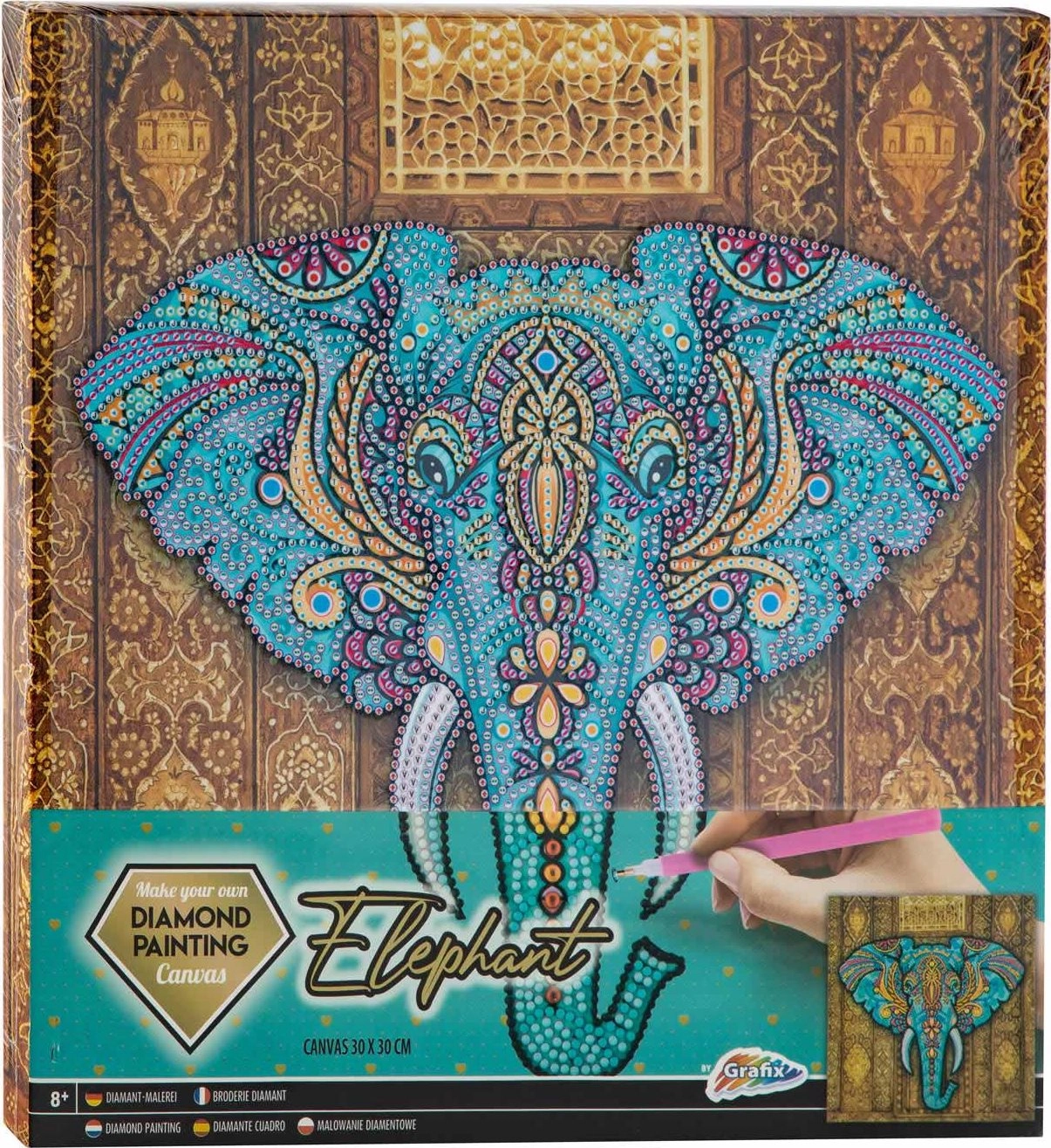 E-shop Grafix Diamantové maľovanie na ráme Slon 30 x 30 cm