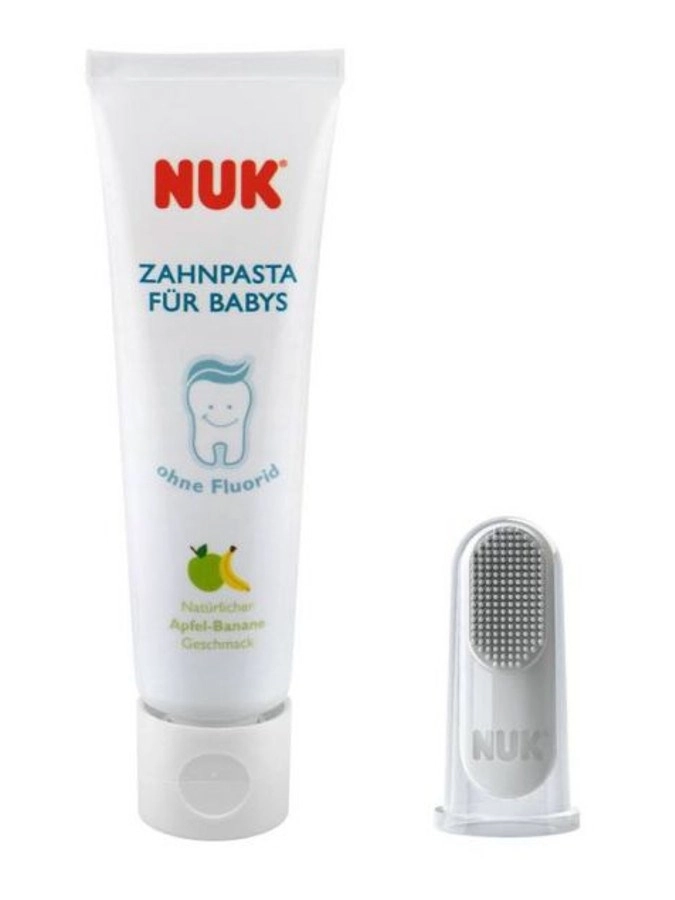 Detská zubná pasta a prstový kefka NUK