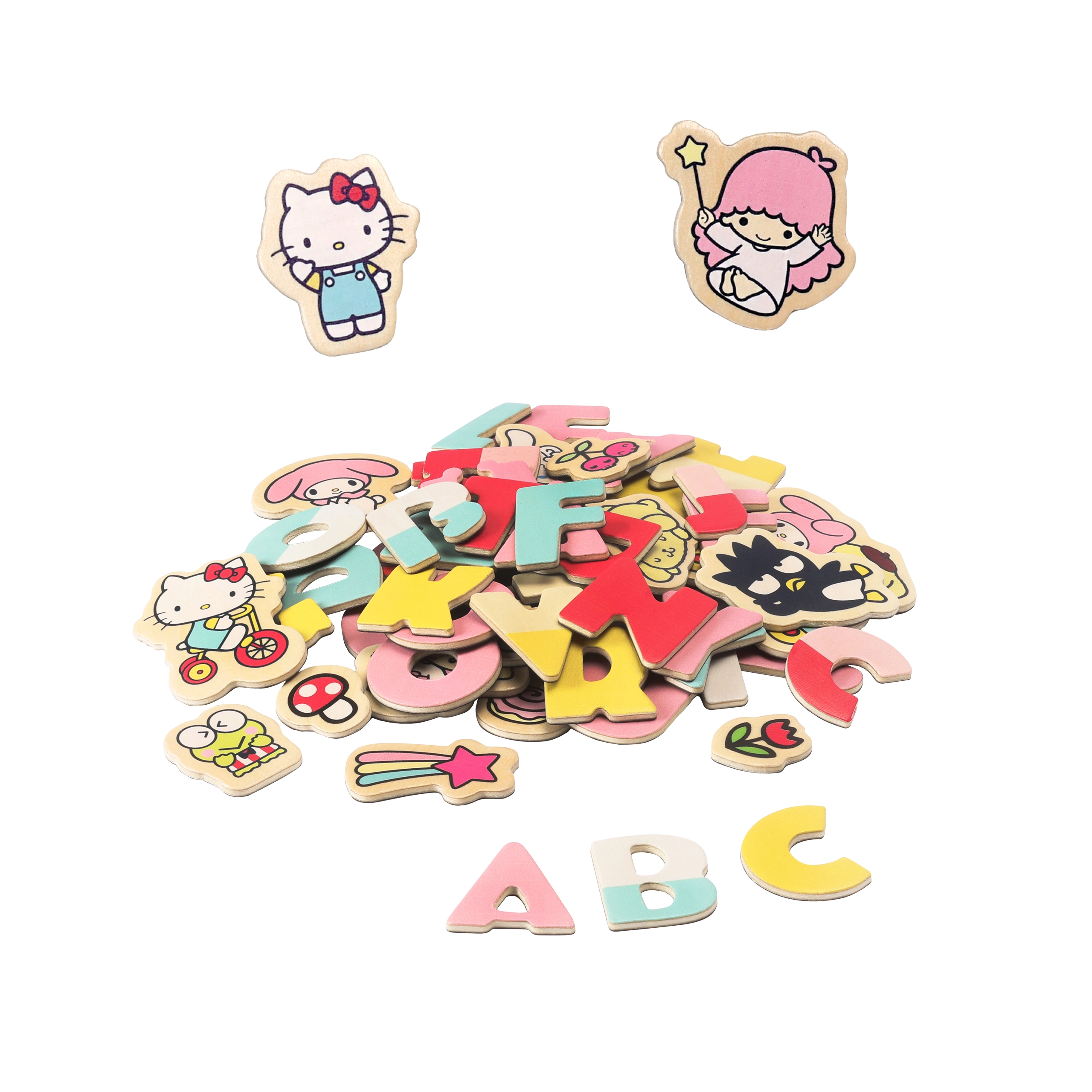E-shop Hello Kitty magnetické písmenká a obrázky – edukačná drevená sada pre deti (75 ks)