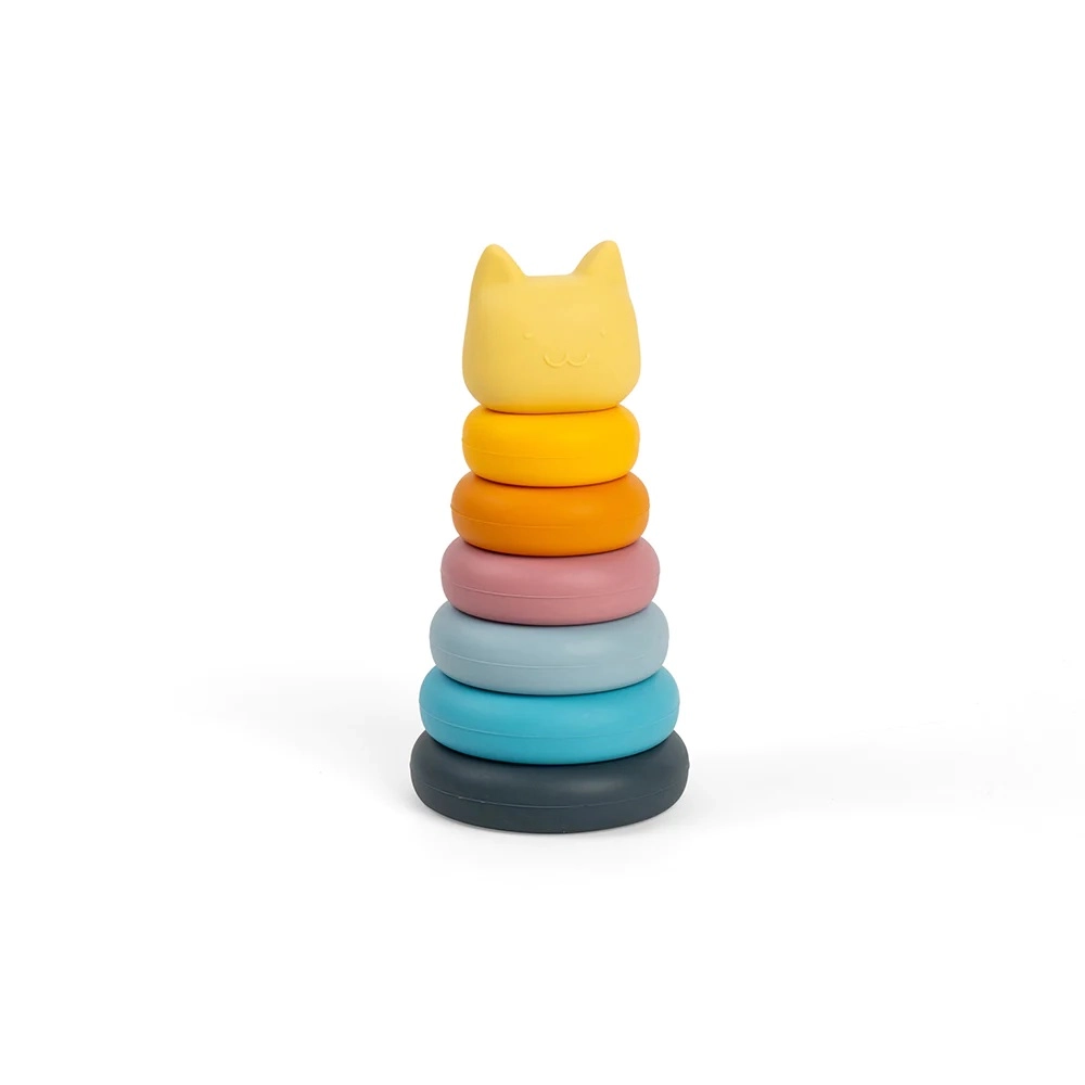 E-shop Bigjigs Toys Silikonová stohovacia věža Mačka