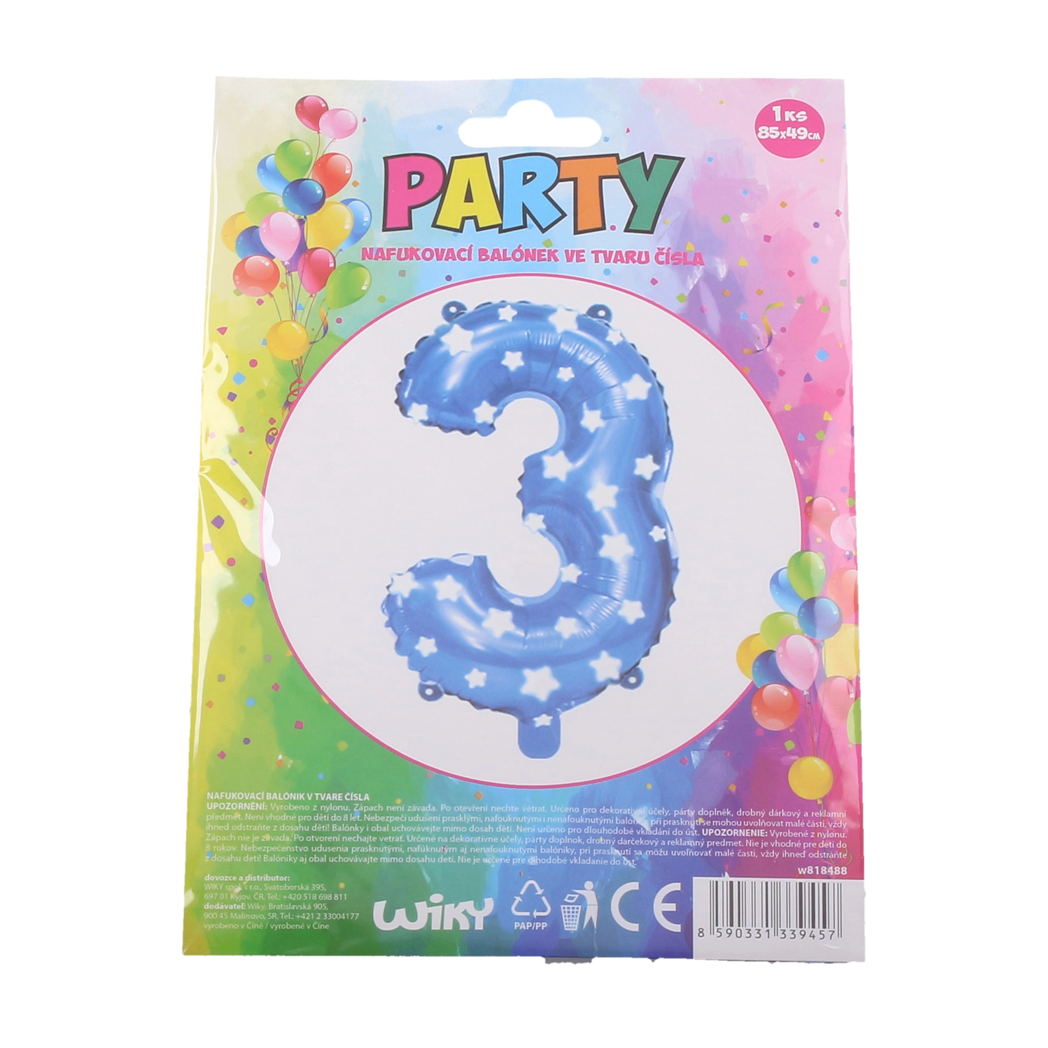 E-shop Wiky Balónik nafukovací číslo 3 modrý WKW818488