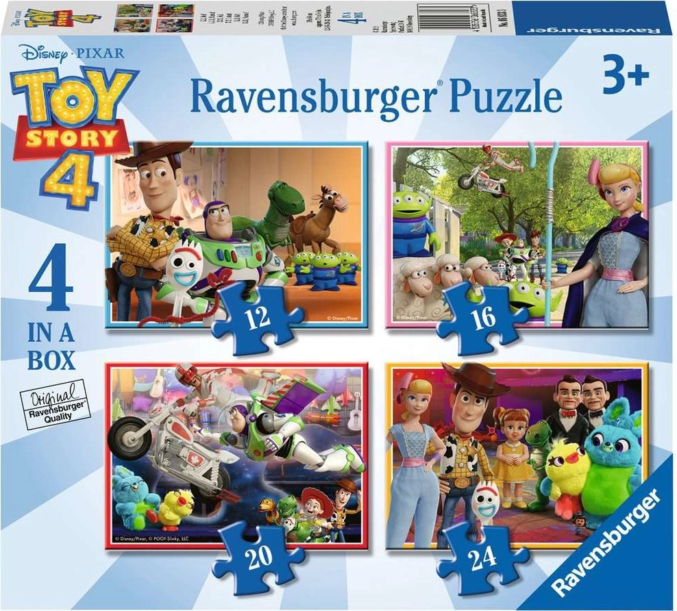 E-shop Puzzle RAVENSBURGER Toy Story 4 – sada 4 v 1 (12, 16, 20, 24 dielikov)