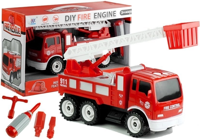 E-shop Lean Toys Hasičský motor na odskrutkovanie šupátka + náradie