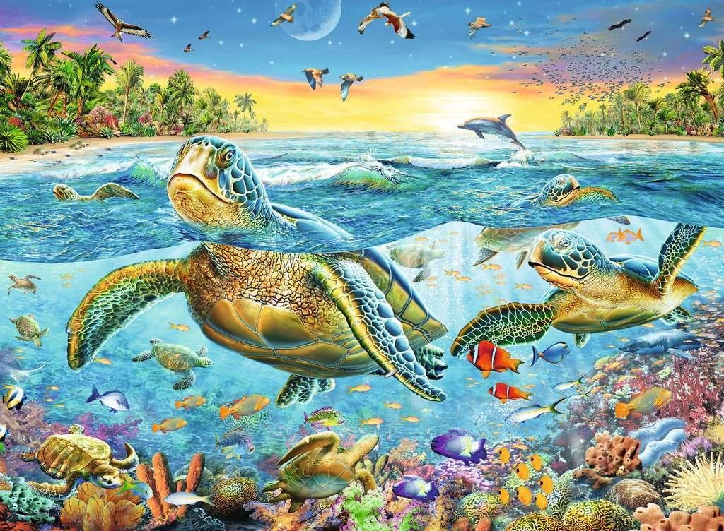 E-shop Ravensburger puzzle Plávaj s morskými korytnačkami 100 dielikov