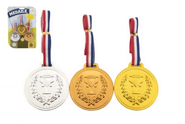 E-shop Teddies Medaile se šňůrkou 3ks plast průměr 6cm na kartě