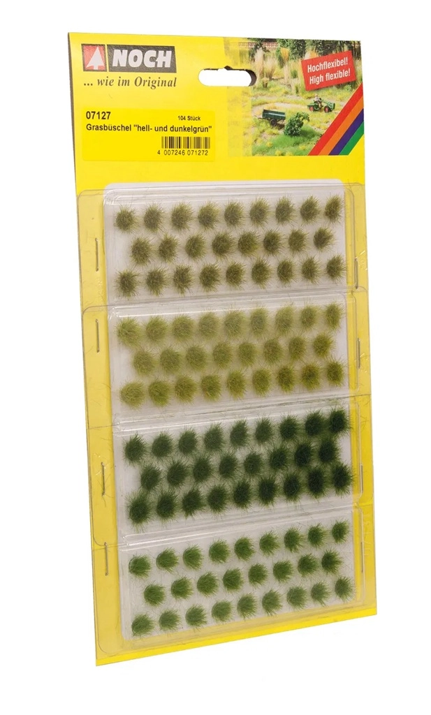 Noch Realistické trsy trávy svetlé a tmavo zelené, sada 104 ks