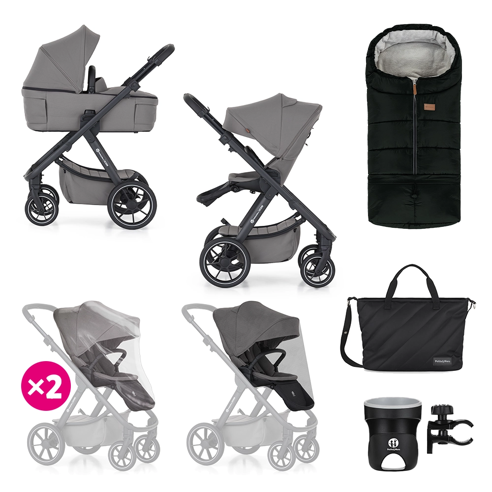 Petite&Mars kombinovaný kočík Icon 2v1 dove grey xxl rws