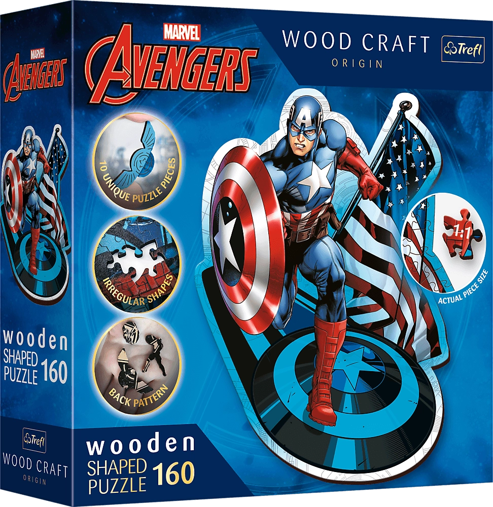 E-shop TREFL Wood Craft Origin Neohrožený Kapitán Amerika 160 dielov