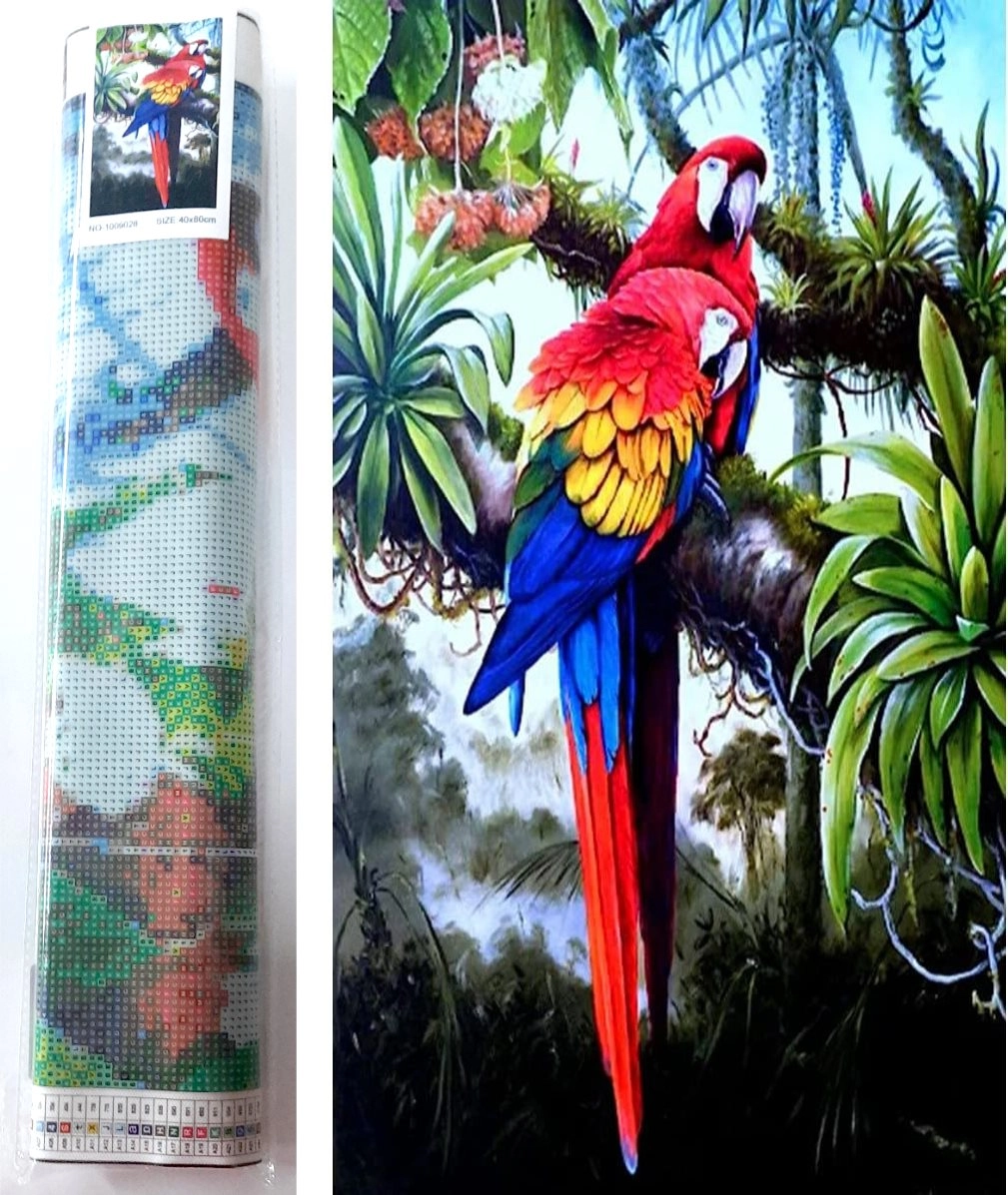 E-shop Norimpex Diamantové maľovanie Farebné papagáje 80 x 40 cm