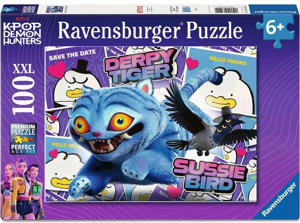 Ravensburger puzzle K-pop: Potrhlý tiger a vtáčik Sussie XXL 100 dielikov
