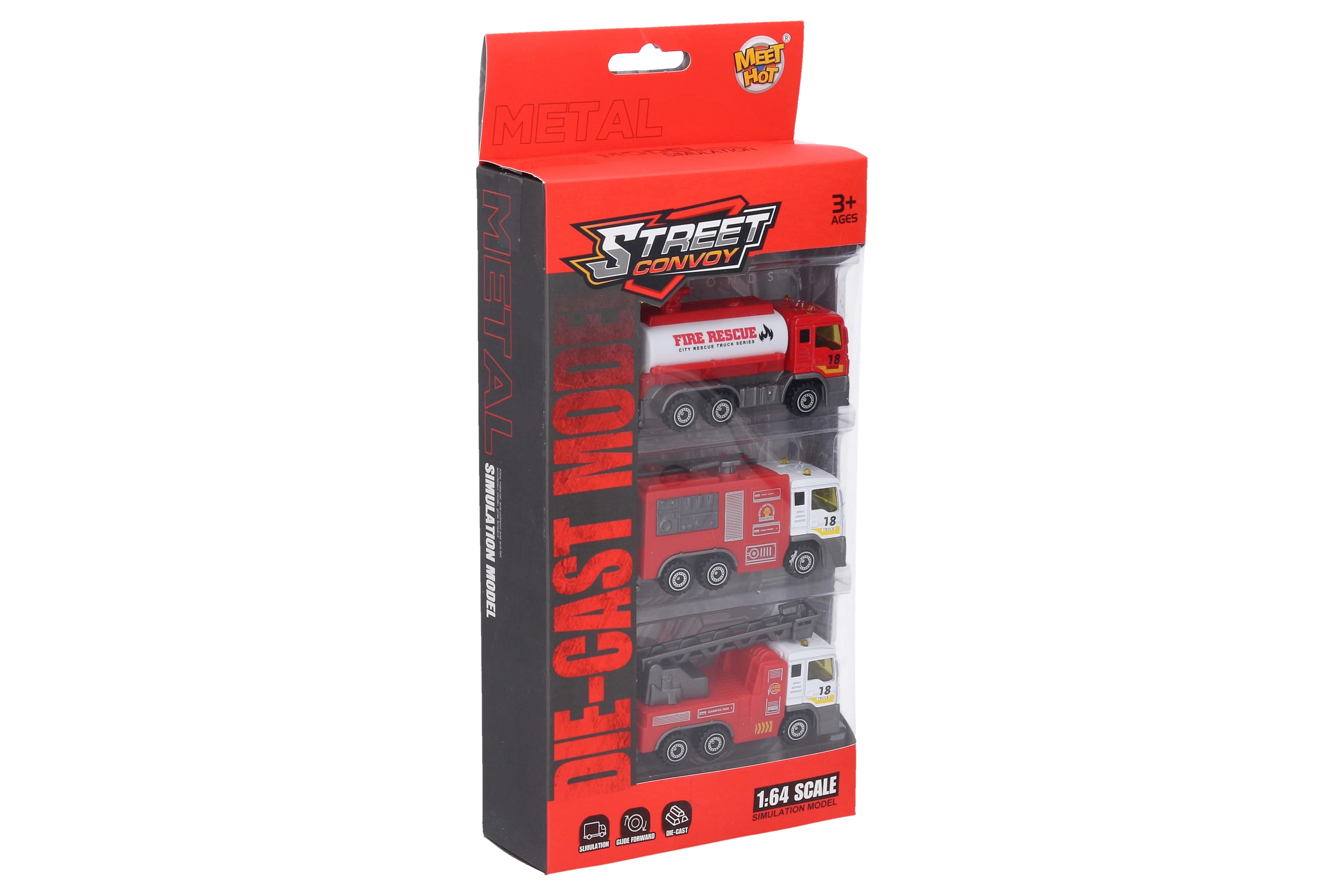 E-shop Wiky Vehicles Autá hasičské kov plast 3 ks 85 cm WKW029336