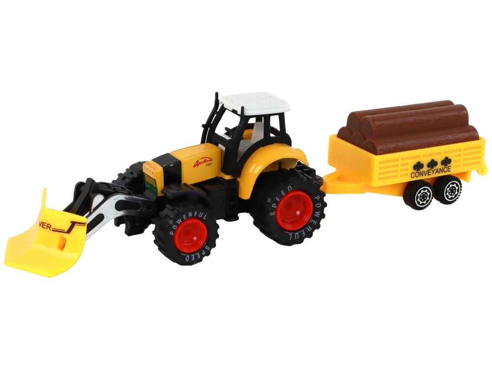 Lean Toys Traktor S Prívesom Bager Buldozér Poľnohospodársky Stroj Žltá