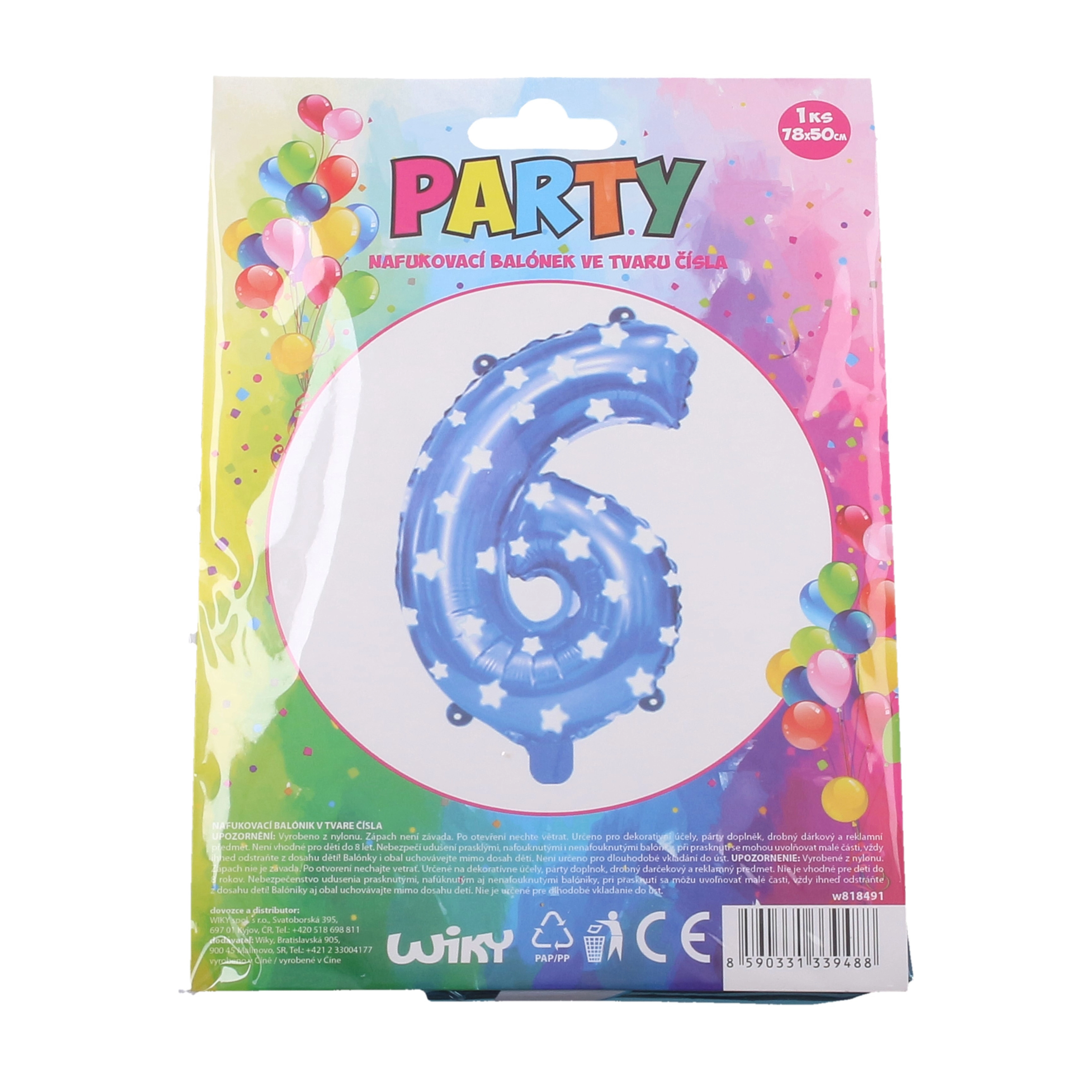 E-shop Wiky Nafukovací balónik číslo 6 chlapci WKW818491