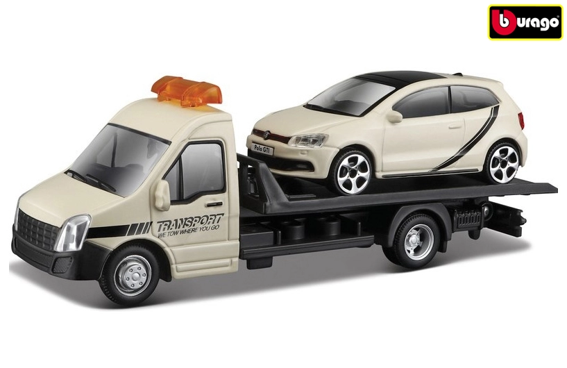 E-shop Bburago Odťahovka + VW Polo GTI biele 1:43