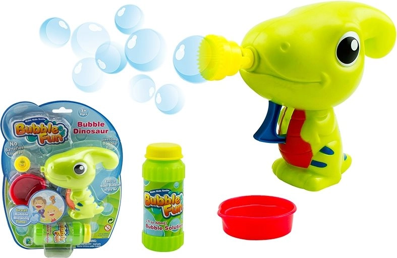 E-shop SPARKYS Bubblifuková pištoľ Bubble Fun Dinosaurus s náplňou zelená