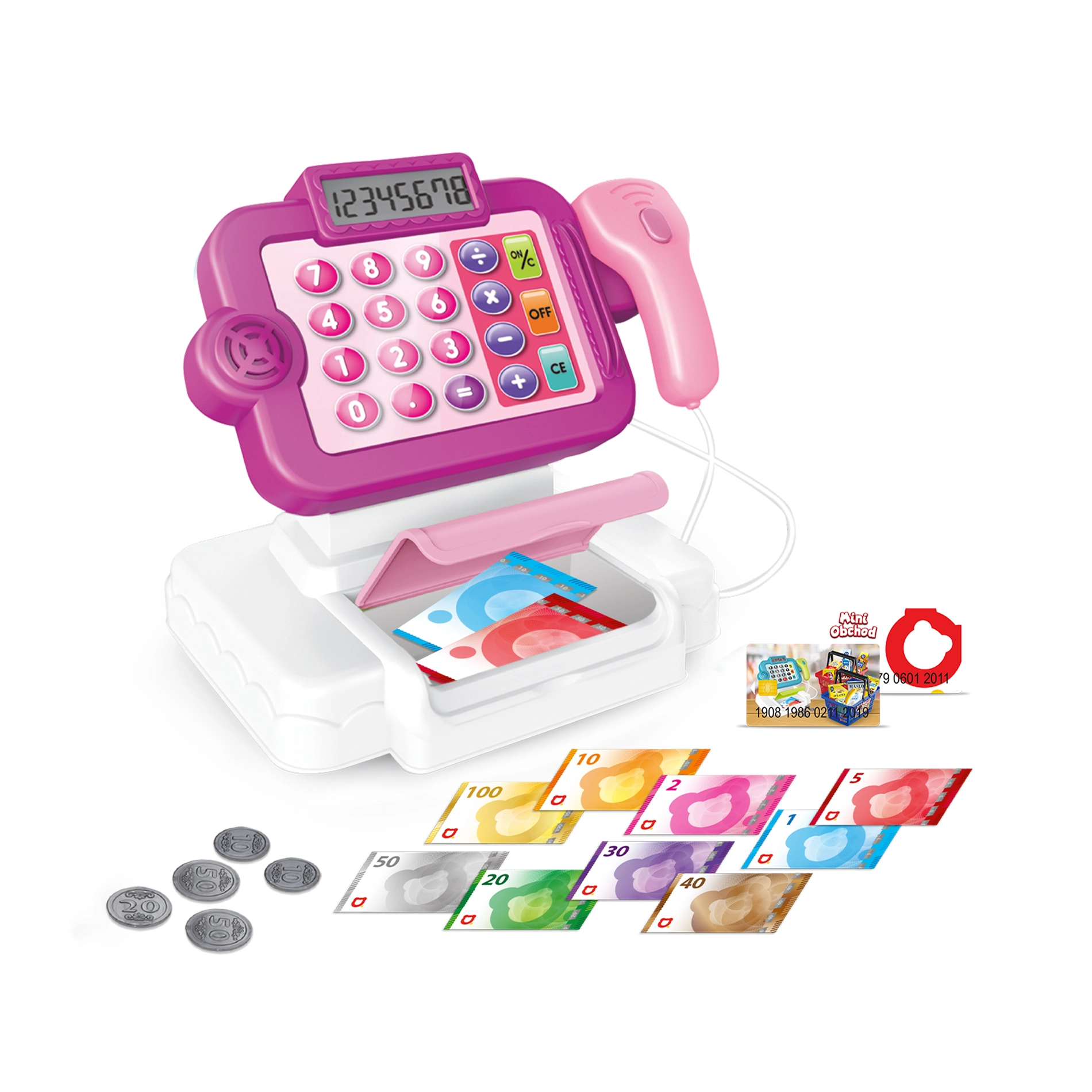 E-shop Rappa Mini obchod Pokladňa česká s učením ako nakupovať ružová