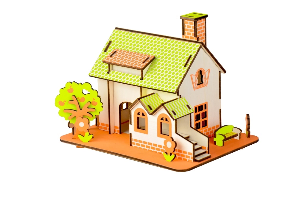 E-shop Woodcraft drevené 3D puzzle zelený dom