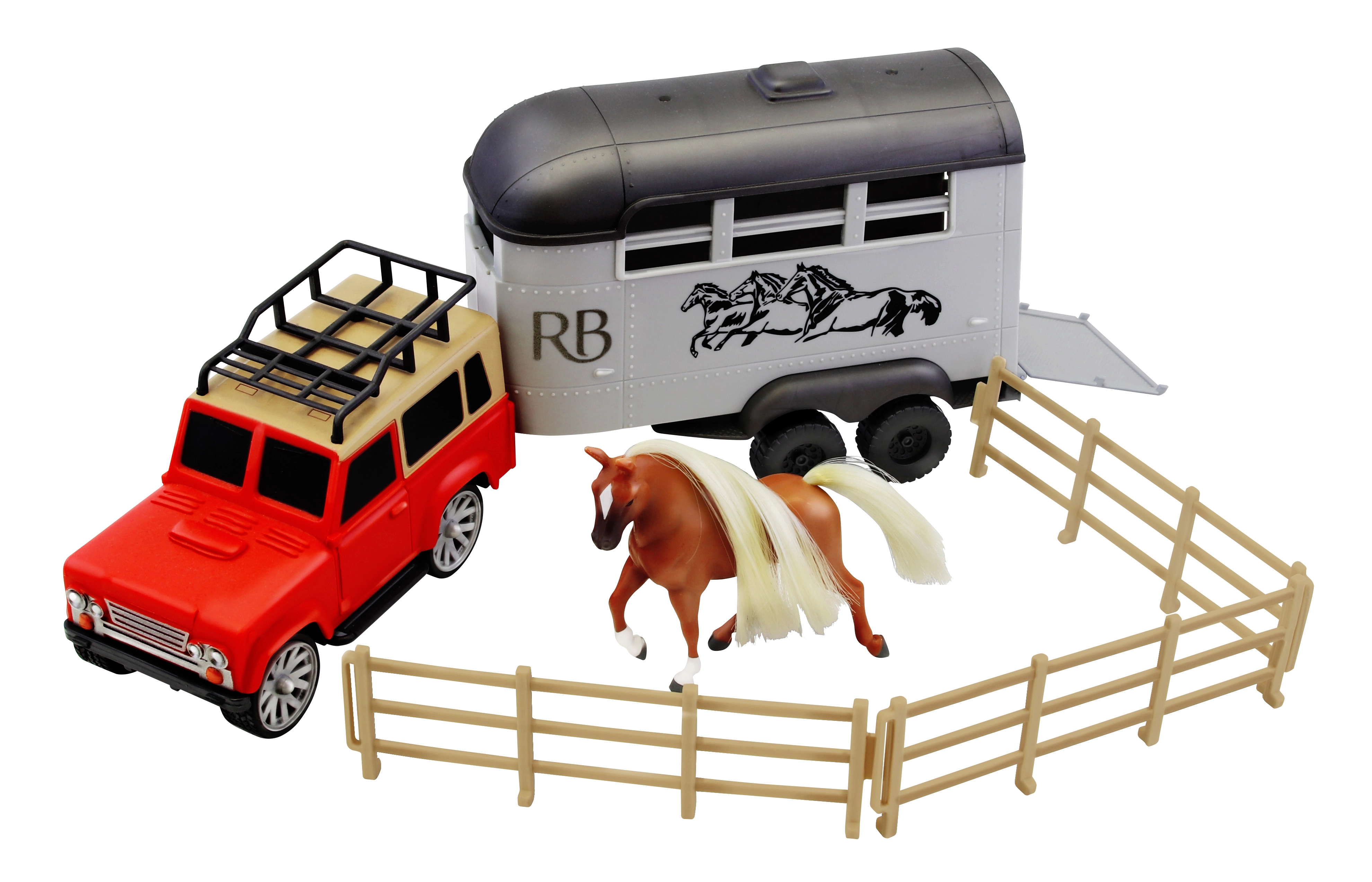E-shop Royal Breeds - Kôň 10 cm s autom a prívesom 35 cm