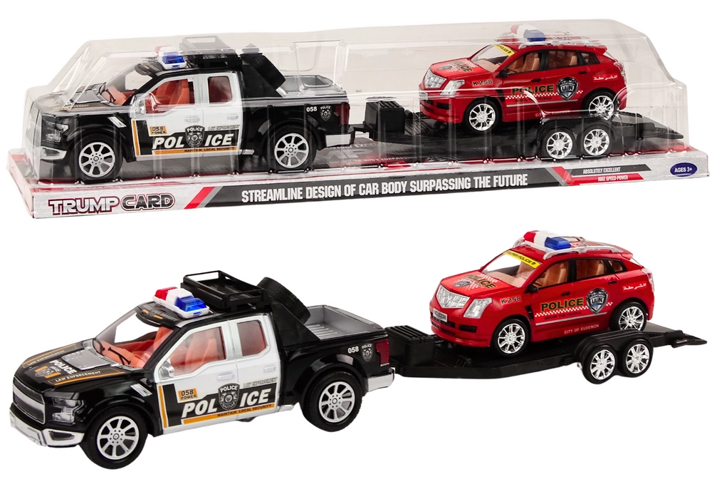 E-shop Policajný pickup s odťahovým prívesom a terénnym autom