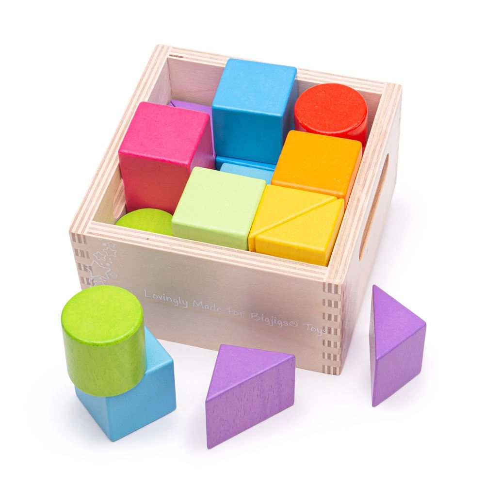 E-shop Bigjigs Baby prvé drevené kocky set 17 kusov