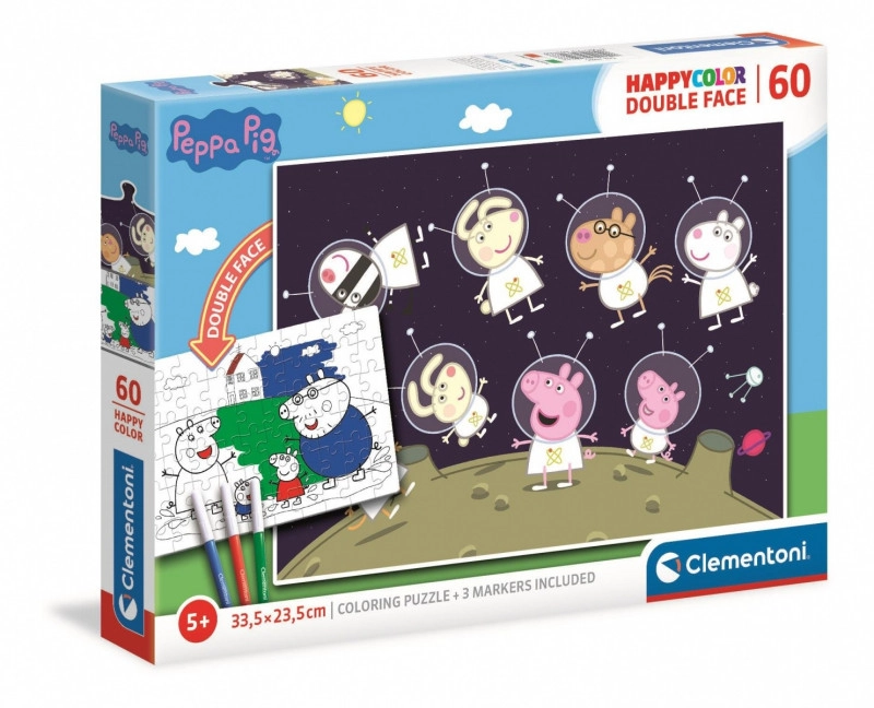 E-shop Obojstranné puzzle Peppa Pig vo vesmíre 60 dielikov