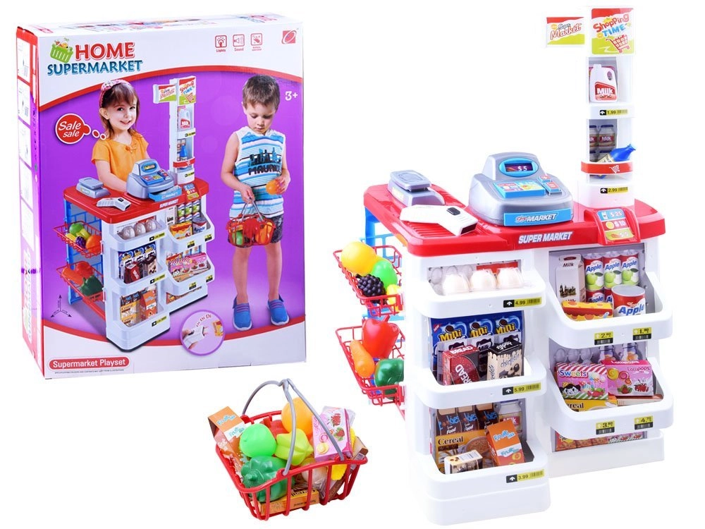 E-shop JOKO Obchod s potravinami košíkom pokladňou a váhou červeno-biely