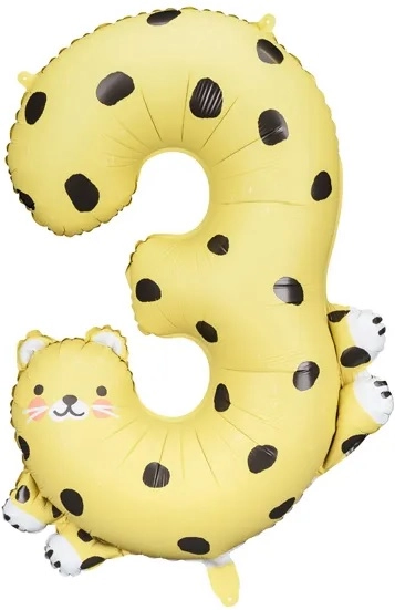 E-shop Fóliový balónik číslo 3 - Gepard 68 x 98 cm