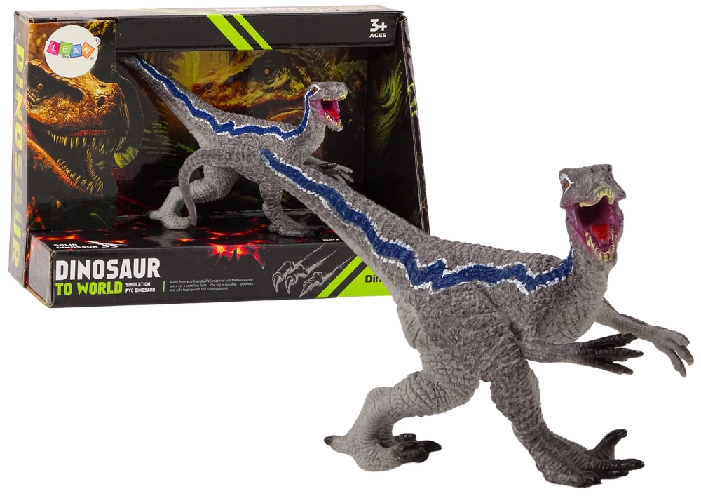 Realistická figúrka velociraptora – sivá, 16 cm