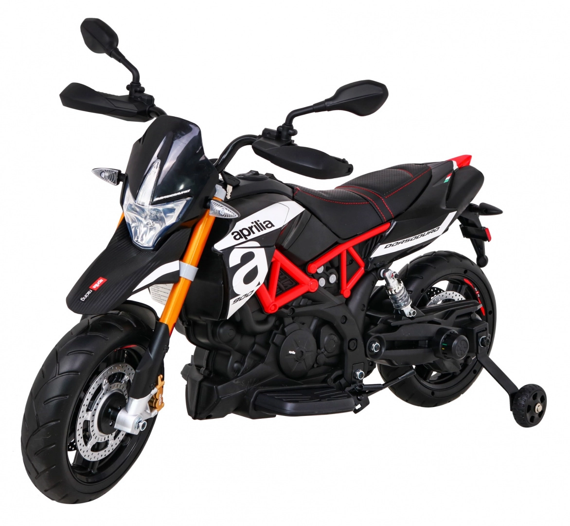 E-shop Joko elektrická motorka Aprilia 45W penové kolesá kožené sedadlo čierna
