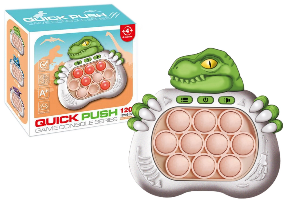 E-shop Zmyslová hra Pop It dinosaurus so svetlami a zvukmi – zelená