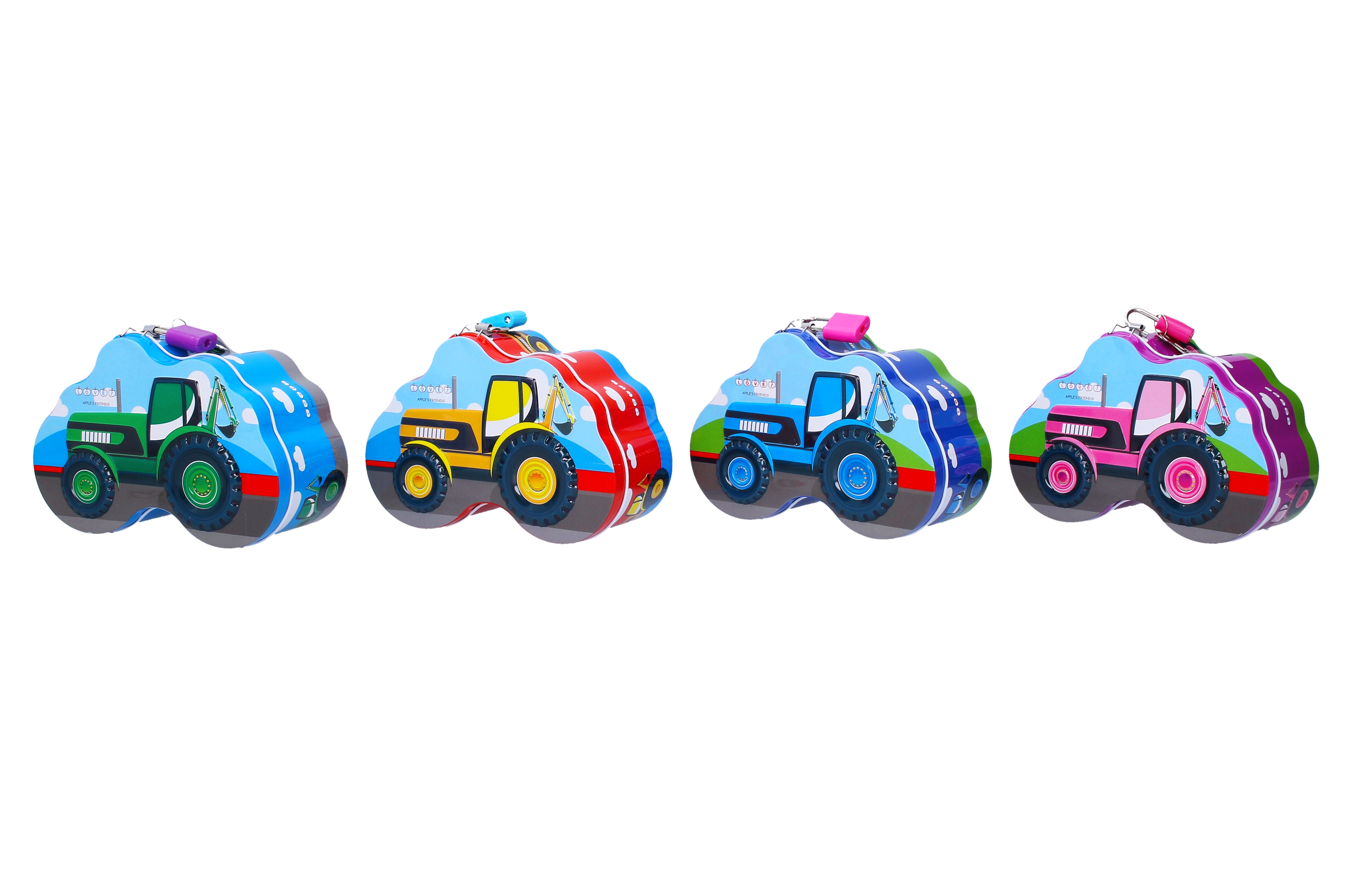E-shop Wiky Pokladnička se zámkem plechová traktor 14x6cm v sáčku