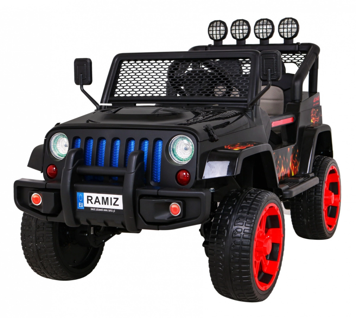 E-shop Detské terénne auto Raptor Drifter 4x4 s plameňmi a MP3 LED