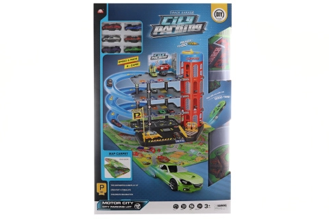 Veľká plastová garáž s kobercom a autíčkami