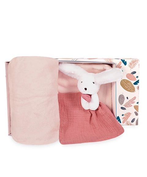 E-shop Doudou et Compagnie Paris Darčeková sada plyšák + dečka ružová