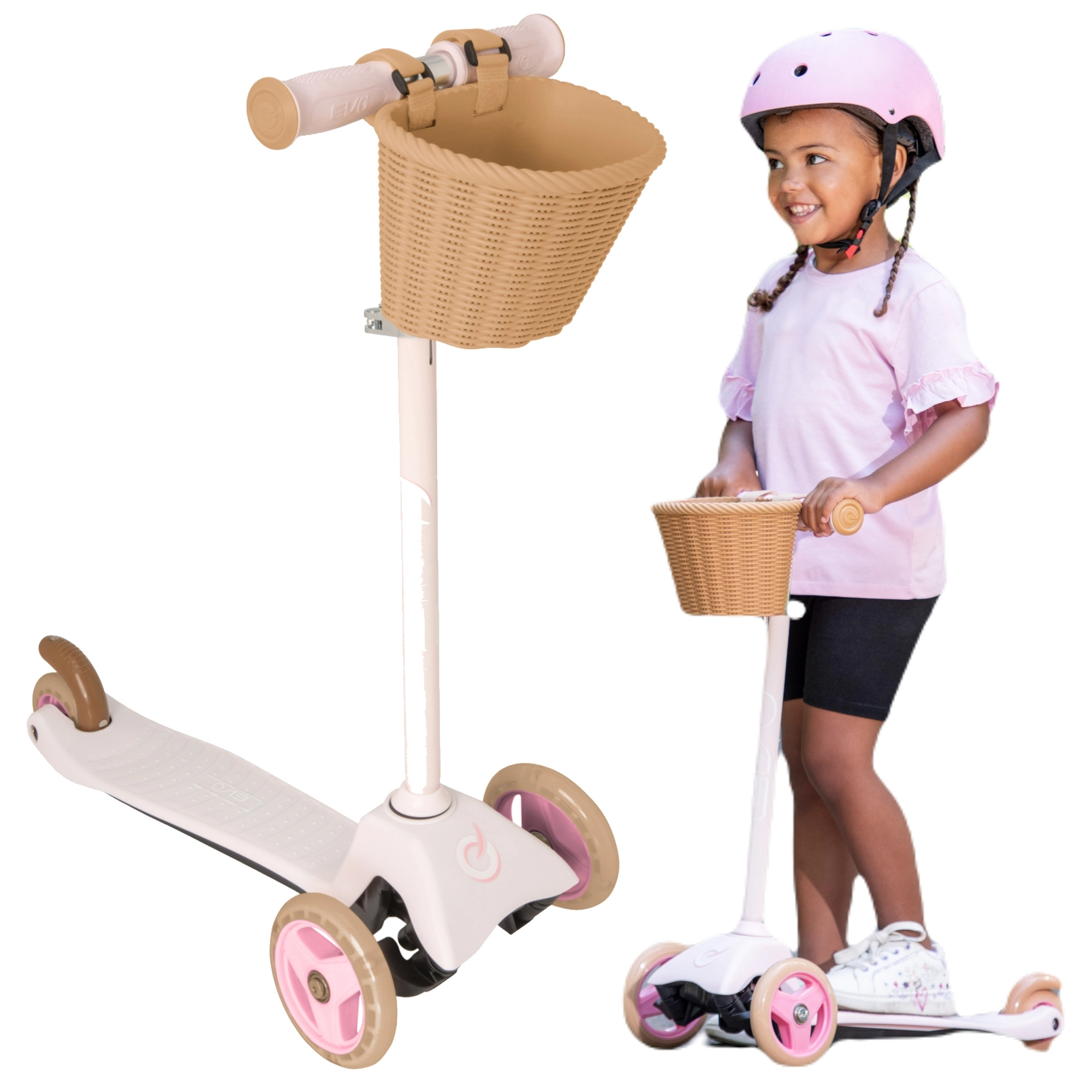 EVO detská trojkolesová kolobežka s košíkom Mini Cruiser ružová