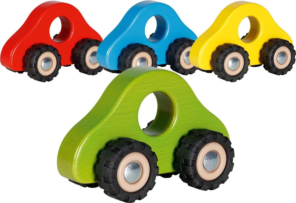E-shop Goki autíčko s gumovými kolesami žlté
