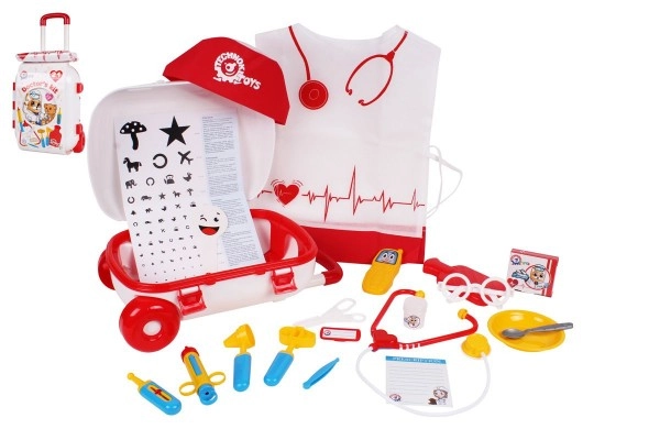 E-shop Teddies Sada doktor/lékař plast v plastovém kufříku na kolečkách
