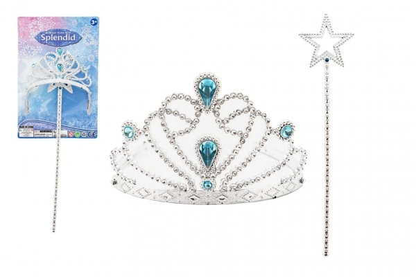 E-shop Teddies Sada krásy pre princezné plast korunka + palička 34cm na karte