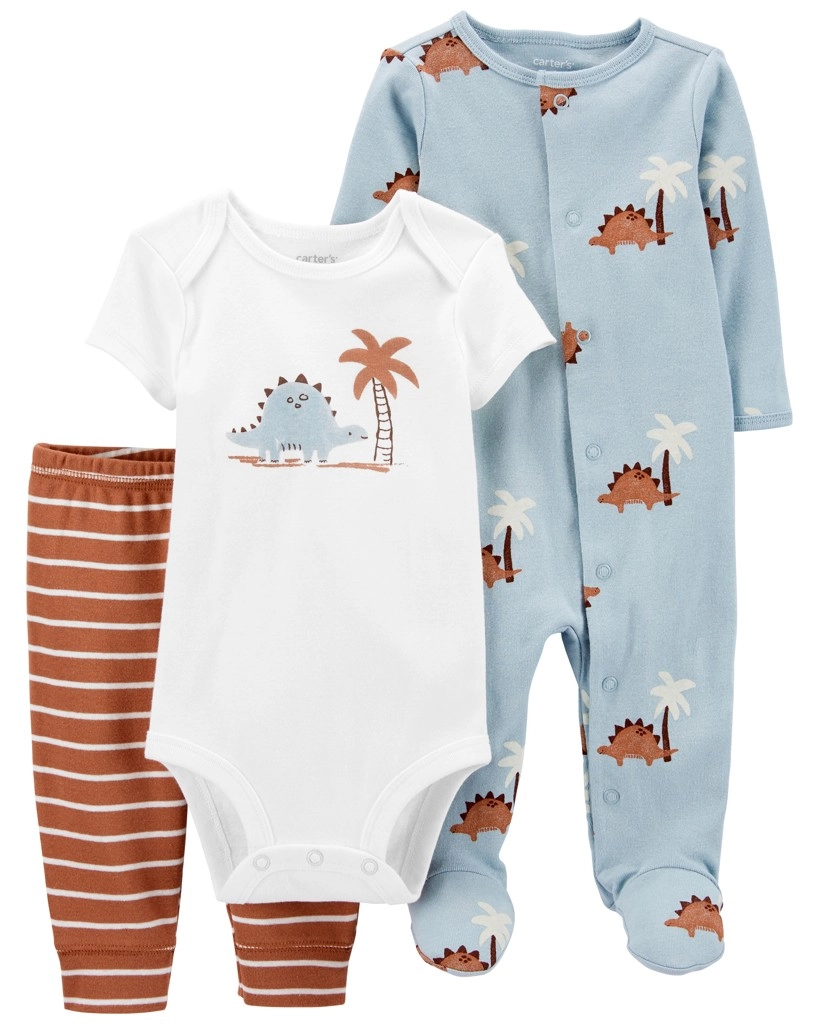 E-shop Carter's Set 3dielny body kr. rukáv overal tepláky Blue Dino chlapec LBB